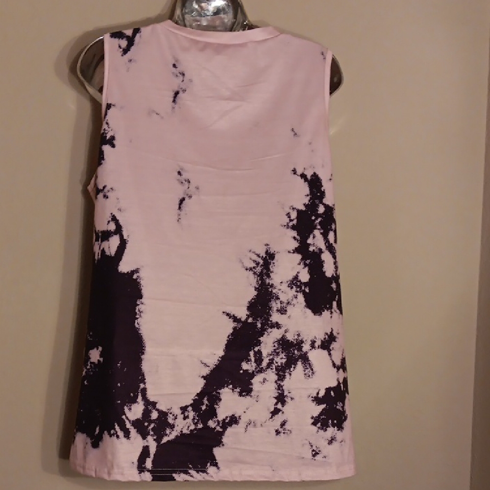 Women's Pink and Black Sleeveless Top - Picture 5 of 9